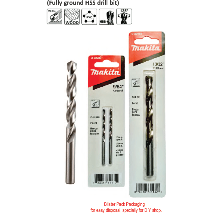 Makita HSS-G Metal Drill Bit (Blister Pack) - KHM Megatools Corp. Makita HSS-G Metal Drill Bit (Blister Pack) - KHM Megatools Corp.